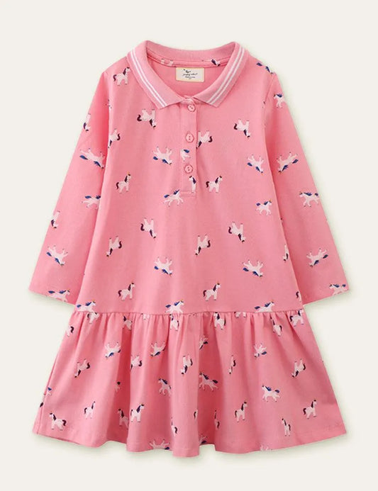Unicorn Full Printed Long Sleeve Dress - Mini Taylor