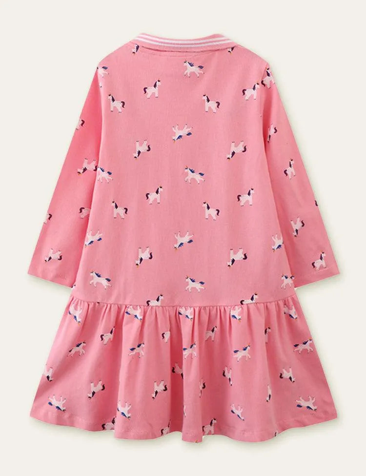 Unicorn Full Printed Long Sleeve Dress - Mini Taylor