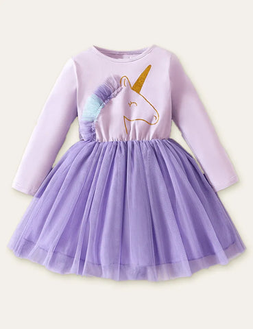 Unicorn Mesh Stitching Dress - Mini Taylor