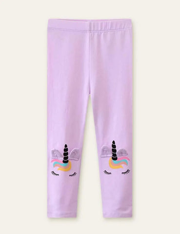 Unicorn Printed Appliqué Leggings - Mini Taylor