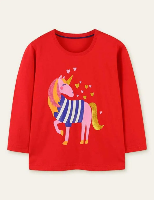 Unicorn Printed Long Sleeve T-shirt - Mini Taylor