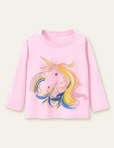 Unicorn Printed Long Sleeve T-shirt - Mini Taylor