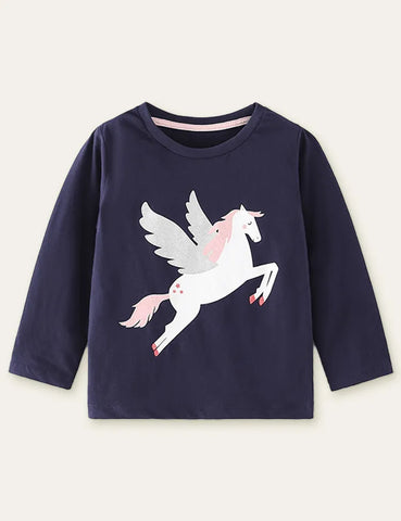 Unicorn Printed Long Sleeve T-shirt - Mini Taylor
