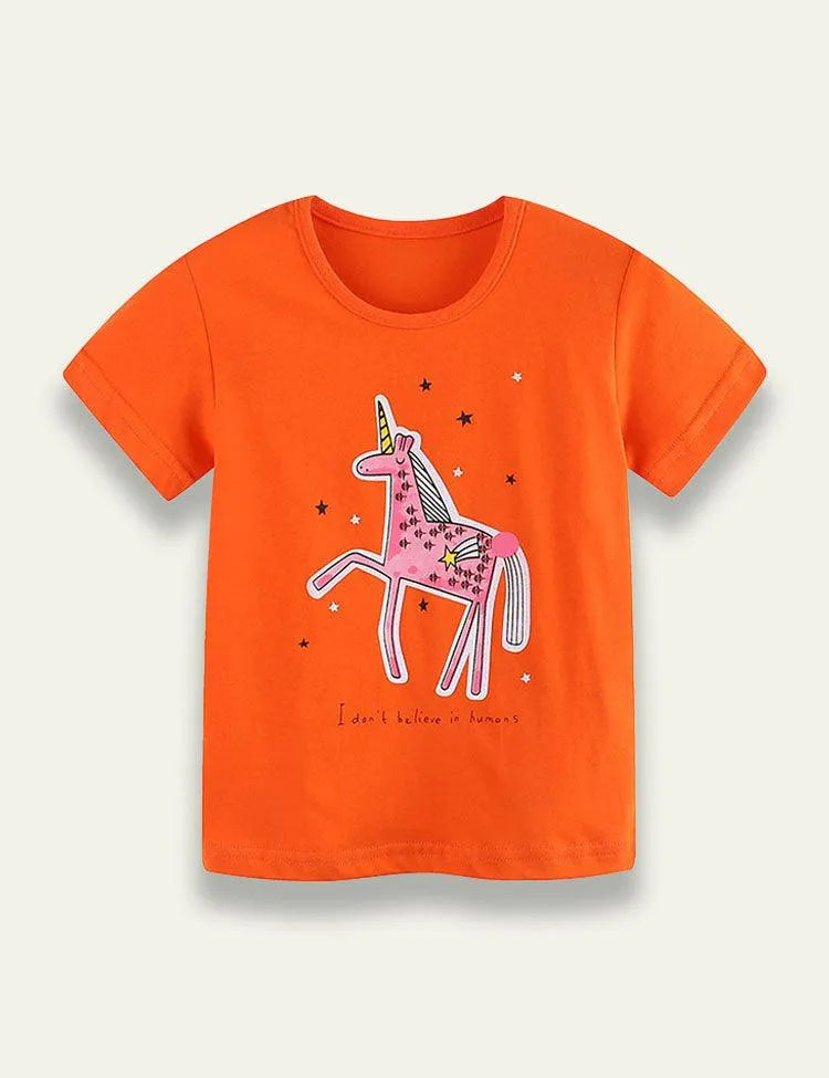 Unicorn Printed Round Neck T-shirt - Mini Taylor