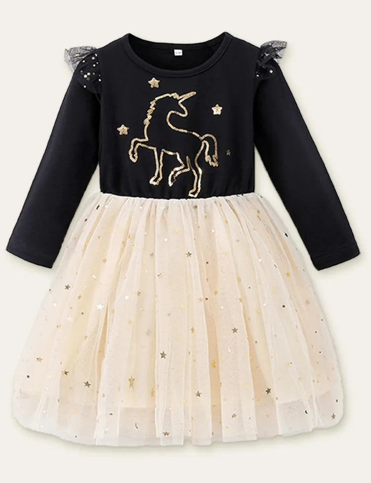 Unicorn Sequined Embroidered Mesh Dress - Mini Taylor