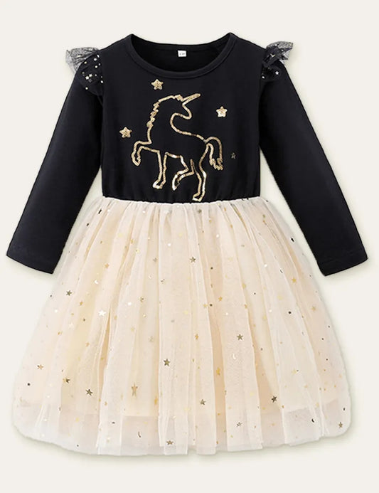 Unicorn Sequined Embroidered Mesh Dress - Mini Taylor