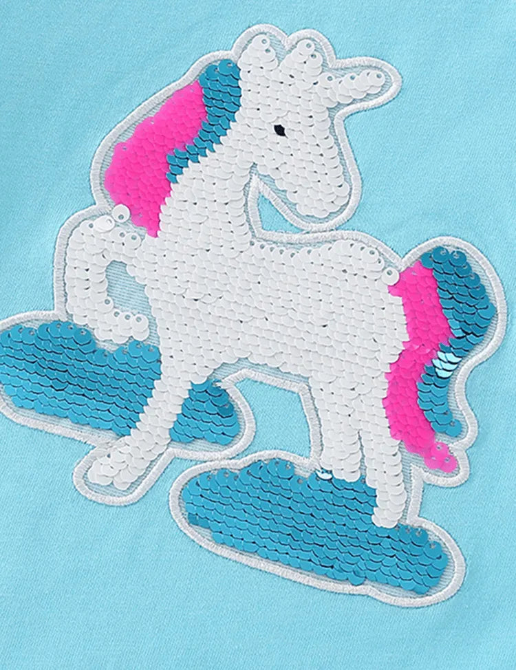 Unicorn Sequins Embroidered Long Sleeve T-shirt - Mini Taylor