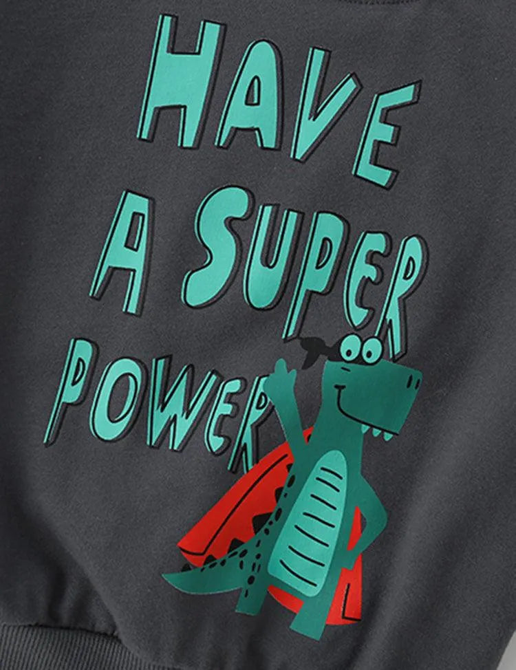 Unisex Cartoon Dinosaur Letter Printed Sweatshirt - Mini Taylor