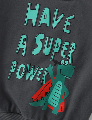 Unisex Cartoon Dinosaur Letter Printed Sweatshirt - Mini Taylor