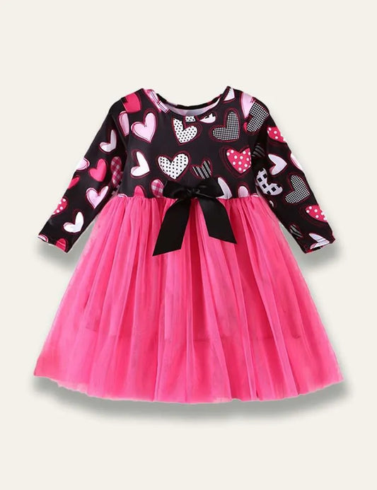 Valentine's Day Cartoon Heart Tulle Dress - Mini Taylor