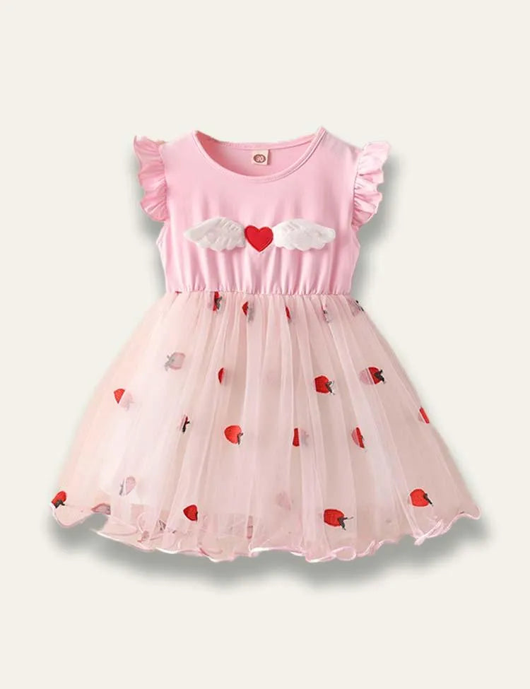 Valentine's Day Flying Heart Sleeveless Tulle Dress - Mini Taylor