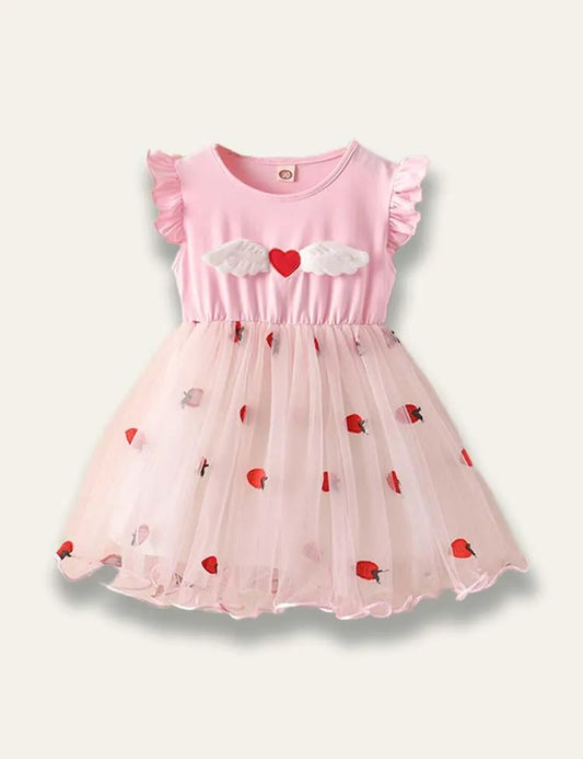 Valentine's Day Flying Heart Sleeveless Tulle Dress - Mini Taylor