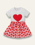 Valentine's Day Heart Printed T-Shirt+ Multi Heart Skirt - Mini Taylor