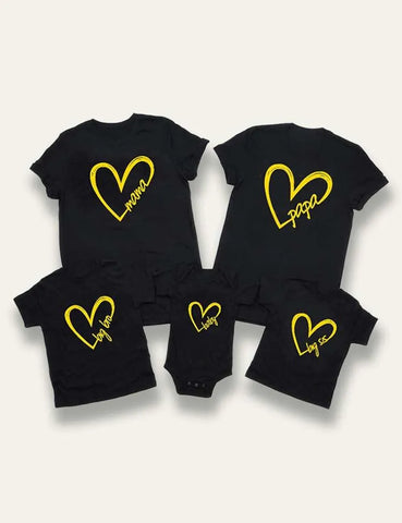 Valentine's Day Papa Mama Letter Printed Family Matching T-Shirt - Mini Taylor