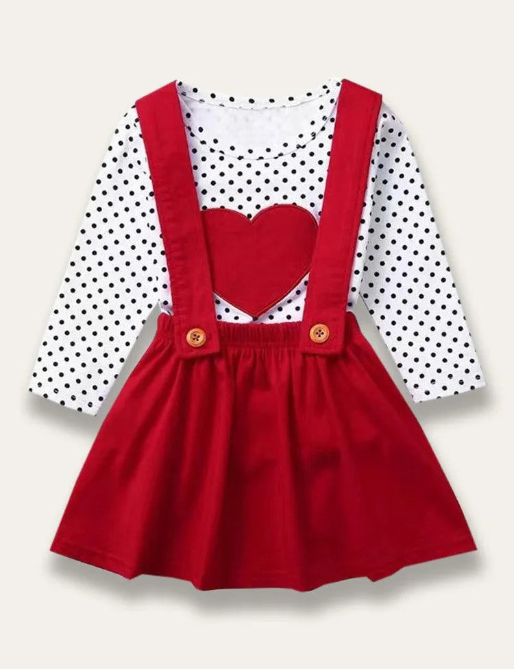 Valentine's Day Polka Dot Love Appliqué Dress - Mini Taylor