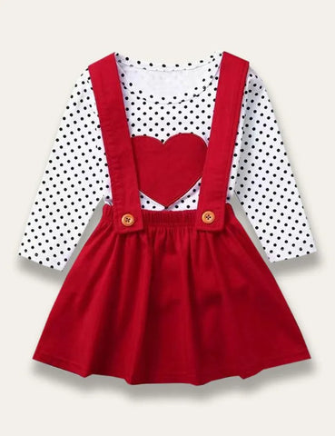 Valentine's Day Polka Dot Love Appliqué Dress - Mini Taylor