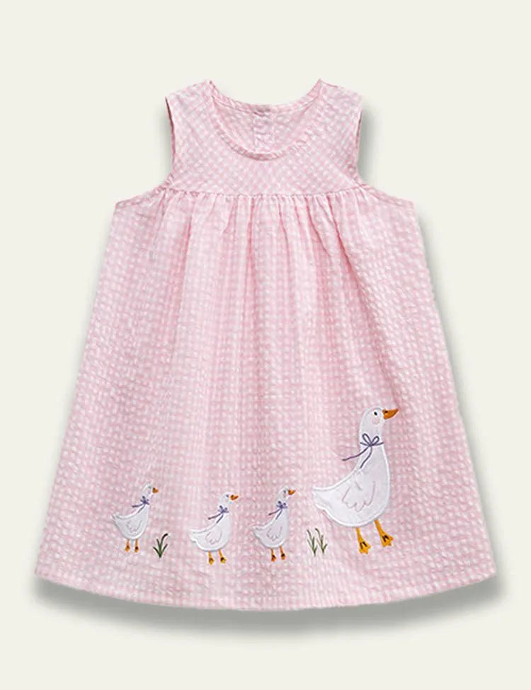 White Duck Appliqué Sleeveless Dress - Mini Taylor