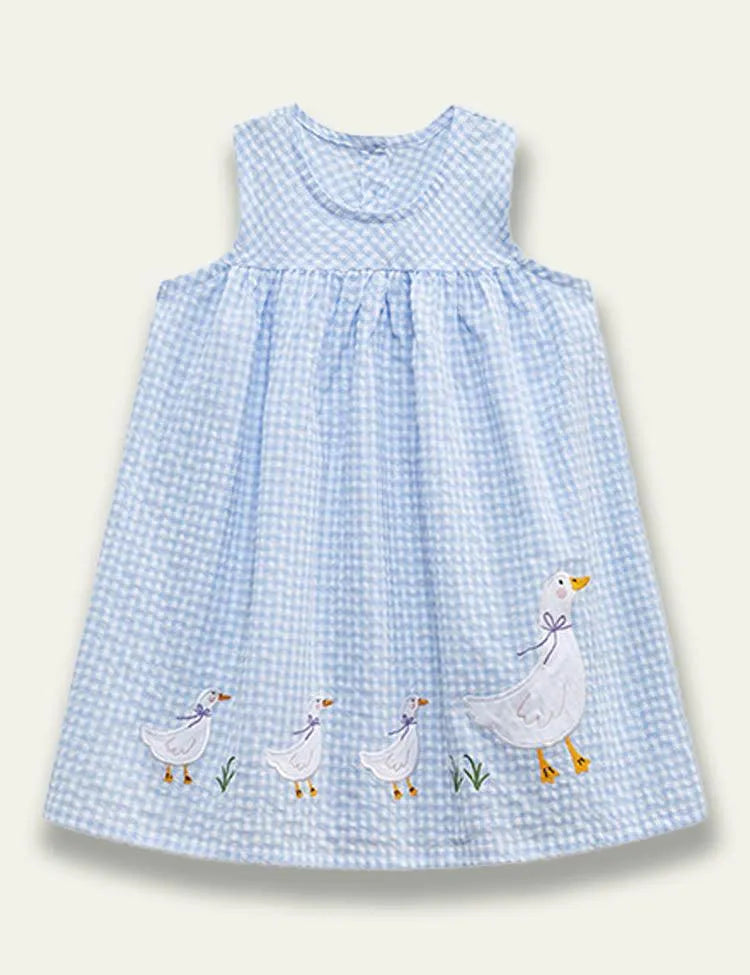 White Duck Appliqué Sleeveless Dress - Mini Taylor