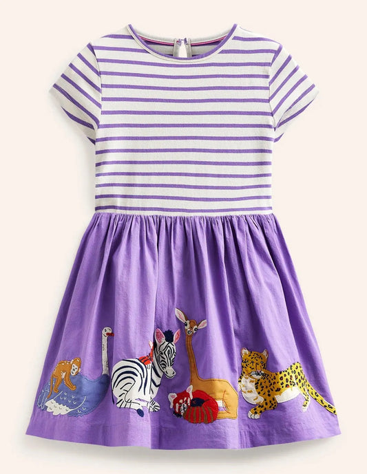 Kleid mit Zoo-Tier-Applikation
