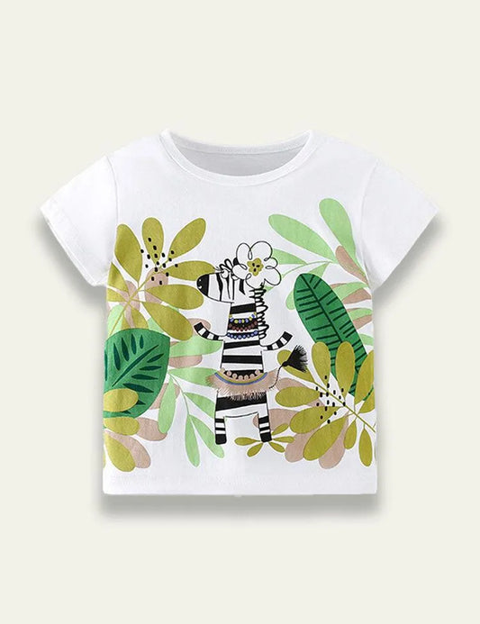 Zebra Printed Round Neck T-shirt - Mini Taylor